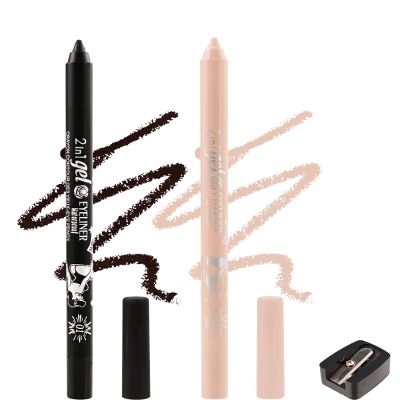 Black Nude Waterline Eyeliner Gel Pencil, Long Stay Eyeliner Waterline Waterproof Smudge-Proof, Safe for Sensitive Eyes, Eye Liner Brightener Pen with Sharpener, Soft Cream Rich Color Eye Makeup Pen