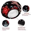 2 Pcs Shower Caps for Women, Polyester Double Side Waterproof Reusable Elastic Bath Caps Hair Hat with Scrunches for Long Hair, Christmas Red Ice Snow view 4