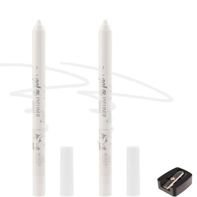 2Pcs White Eyeliner for Waterline, Cream Gel Eyeliner Waterline Waterproof Smudge-Proof Eye Liner Pen, Safe for Sensitive Eyes, Matte Rich Colored Eye Brightener Pen Multi-Use Makeup with Sharpener