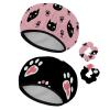 2 Pack Shower Caps for Women, Waterproof Shower Cap Reusable Bath Caps with Hair Scrunchies for Long Thick Hair, Cats Paws view 1