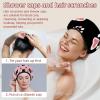 2 Pack Shower Caps for Women, Waterproof Shower Cap Reusable Bath Caps with Hair Scrunchies for Long Thick Hair, Cats Paws view 2