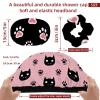 2 Pack Shower Caps for Women, Waterproof Shower Cap Reusable Bath Caps with Hair Scrunchies for Long Thick Hair, Cats Paws view 3