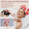 2 Pack Shower Caps for Women, Waterproof Shower Cap Reusable Bath Caps with Hair Scrunchies for Long Thick Hair, Flower view 2
