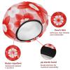 2 Pack Shower Caps for Women, Waterproof Shower Cap Reusable Bath Caps with Hair Scrunchies for Long Thick Hair, Flower view 4