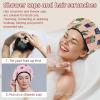 2 Pack Shower Caps for Women, Waterproof Shower Cap Reusable Bath Caps with Hair Scrunchies for Long Thick Hair, Crowns view 2
