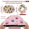 2 Pack Shower Caps for Women, Waterproof Shower Cap Reusable Bath Caps with Hair Scrunchies for Long Thick Hair, Crowns view 3