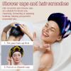 2 Pack Shower Caps for Women, Waterproof Shower Cap Reusable Bath Caps with Hair Scrunchies for Long Thick Hair, Black Cat Sunflower view 2