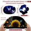 2 Pack Shower Caps for Women, Waterproof Shower Cap Reusable Bath Caps with Hair Scrunchies for Long Thick Hair, Black Cat Sunflower view 3