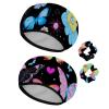 2 Pack Shower Caps for Women, Waterproof Shower Cap Reusable Bath Caps with Hair Scrunchies for Long Thick Hair, Rainbow Butterflies view 1