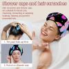 2 Pack Shower Caps for Women, Waterproof Shower Cap Reusable Bath Caps with Hair Scrunchies for Long Thick Hair, Rainbow Butterflies view 2