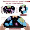 2 Pack Shower Caps for Women, Waterproof Shower Cap Reusable Bath Caps with Hair Scrunchies for Long Thick Hair, Rainbow Butterflies view 3
