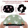 2 Pack Shower Caps for Women, Waterproof Shower Cap Reusable Bath Caps with Hair Scrunchies for Long Thick Hair, Dog Cat Paw view 3