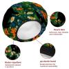 2 Pack Shower Caps for Women, Waterproof Shower Cap Reusable Bath Caps with Hair Scrunchies for Long Thick Hair, Cat Flower view 4