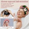 2 Pack Shower Caps for Women, Waterproof Shower Cap Reusable Bath Caps with Hair Scrunchies for Long Thick Hair, Crowns view 2