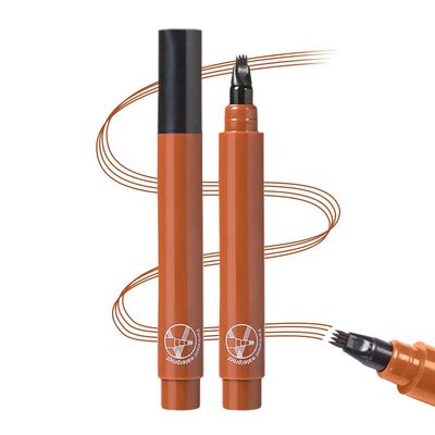 2 PCS Microblading Eyebrow Pencil, 2026 New 4D Waterproof Four-tip Beard and Eyebrow Pen, Natural Eyebrow Makeup Long-Lasting Hair-like Strokes Magic Eye Brow Pencils for Women (Reddish brown)
