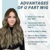 RUNATURE U Part Wig Human Hair, Glueless Clip in Human Hair Wigs For Women, Half Wig with Middle Cap, Remy Natural Hair, No Leave Out, 14 Inch 100g #3/8/22 Walnut Brown to Blonde Balayage view 2