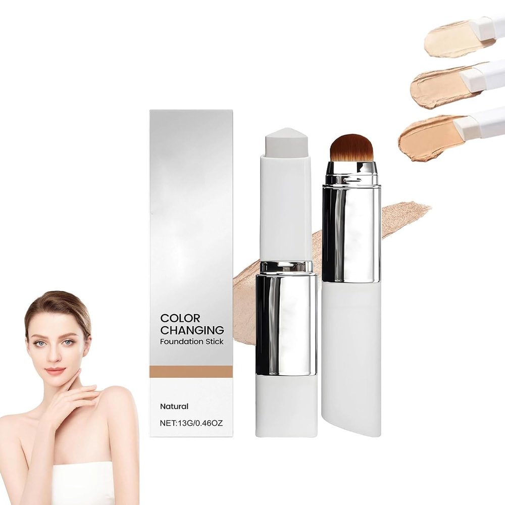 Blanc Cover Cream Stick - Korean Color-Changing Foundation Stick with Detachable Brush, Buildable Coverage, Hydrating Makeup for Flawless & Smooth Skin, Tattoo Cover Up Makeup (Notural)