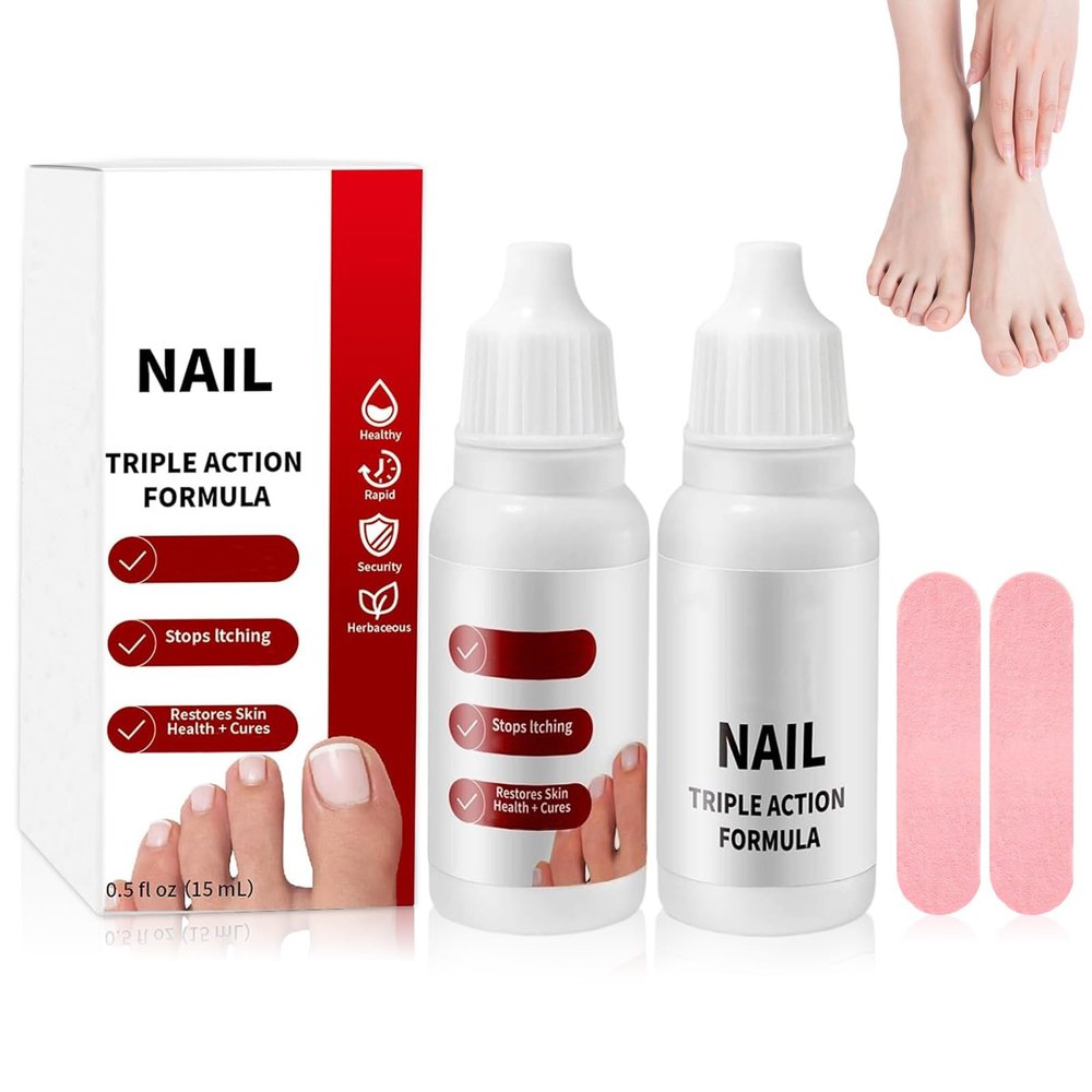 Toenail F-ungi Nail Care Extra Strength, Gentle Formula, Nail Triple Action Formula, Nail Repair Care with Tea Tree Oil, 2 Bottles and 2 Files