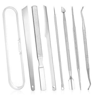 7 Pack Ingrown Toenail Tool Pedicure Tools for Feet, Stainless Steel Toenail Removal Kit, Professional Surgical Manicure Treatment Pedicure Tools for Feet Under Nail Cleaner Correction Polish Pain