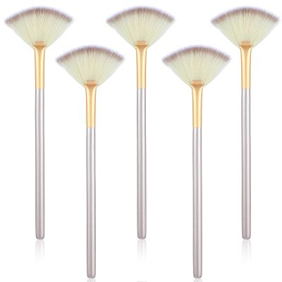 5 PCS Facial Brush, Fan Makeup Brushes Face Mask Brush Blush Face Mask Acid Applicator Multi Use Cosmetic Tools for Peel Mud Cream (Champagne)