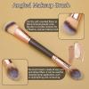 2 Pcs Dual-ended Makeup Brushes, Angled Foundation & Concealer, Foundation Contour Brush, Synthetic Bristles for Liquid, Cream, Blush view 3