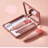 8-Piece Essential Makeup Brush Set, Synthetic Bristles, Portable Travel Size with Mirror Case, Professional Cosmetic Brushes for Powder, Foundation, Eye Shadow Application (coffee) view 2