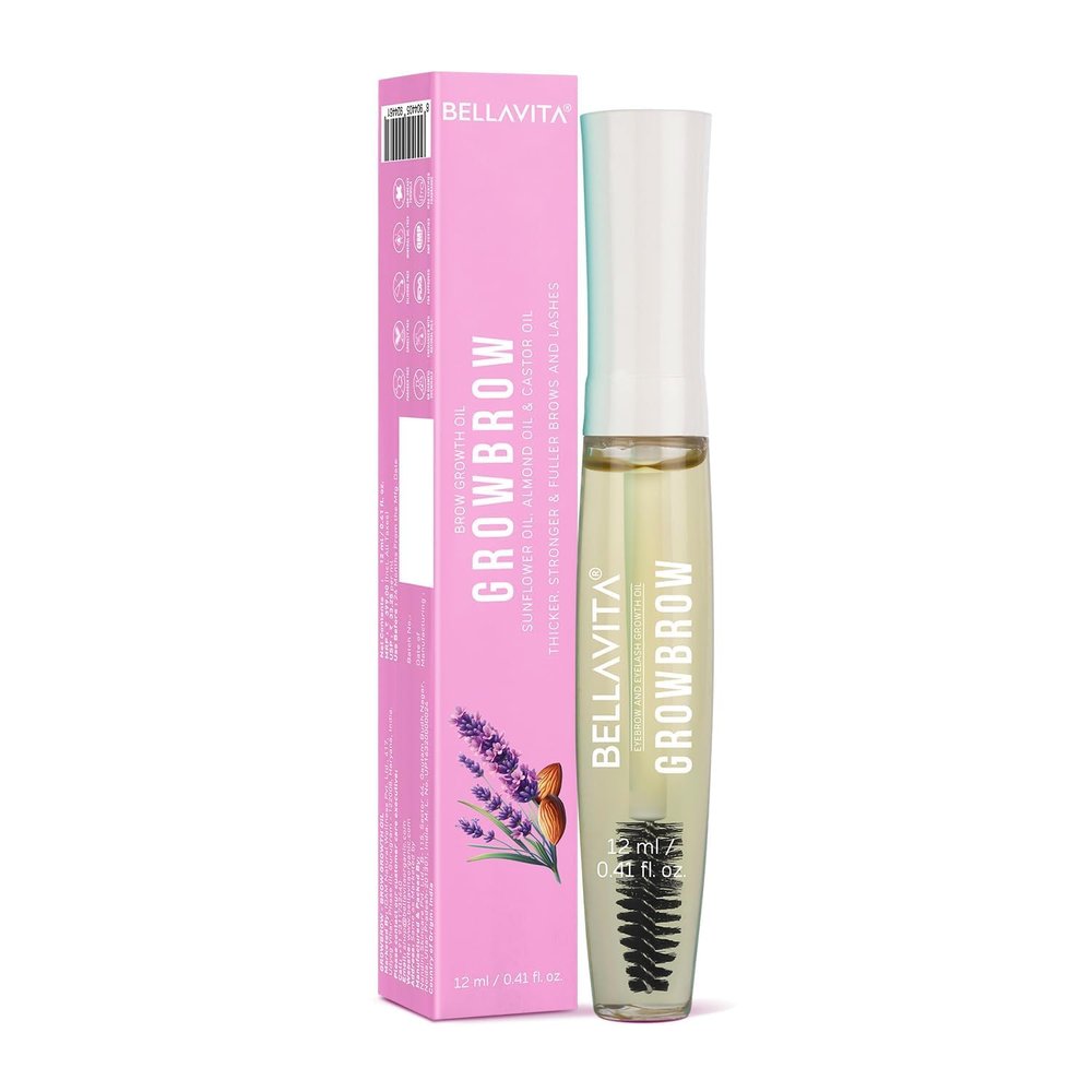 B.ella Vita Organic Growbrow - Eyelash, Lashes & Eyebrows Hair Growth & Volume Serum With Castor, Onion Oil & Vitamin E, 12 ML