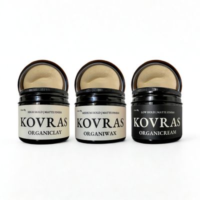 Kovras Styling Bundle High, Medium, & Low Hold, Matte Finish, 100% All-Natural 6-Ingredient Hair & Scalp Healthy Styling Clays for Men and Women.