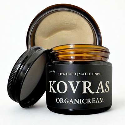 Kovras Organicream Low Hold, Matte Finish, 100% All-Natural 6-Ingredient Hair & Scalp Healthy Styling Clay for Men and Women.