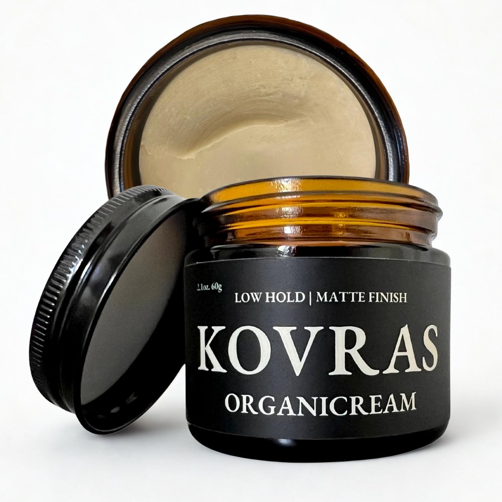 Kovras Organicream Low Hold, Matte Finish, 100% All-Natural 6-Ingredient Hair & Scalp Healthy Styling Clay for Men and Women.
