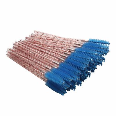 50 Pcs Disposable Mascara Wands, Salon Professional Lash Extension Spoolie Brushes, Travel Size Pink Lash Applicators with Case (blue)