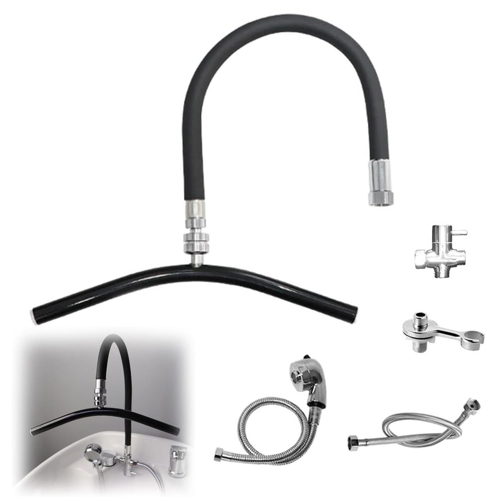 TsoLay Head Spa Water Circulation Rack, Head Spa Waterfall Equipment with 17 Micro-Jets and 360 Rotating Mount, Water Flow Size Can Be Adjusted, Can Be Bent, for Shampoo Bowl Basin Hair Station