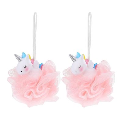 2 pcs Unicorn Loofahs Kids Shower Scrubber Bathing Exfoliating Sponge Girls Loofah T Bath Ball Durable Skin Cleanser Body