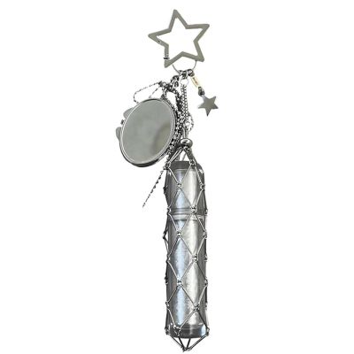 Chic Lip Gloss Holder With Mirror,Potable Lipstick Holder Stainless,2 In 1 Mesh Bag Key Chain Pendant Accessories (Type B)