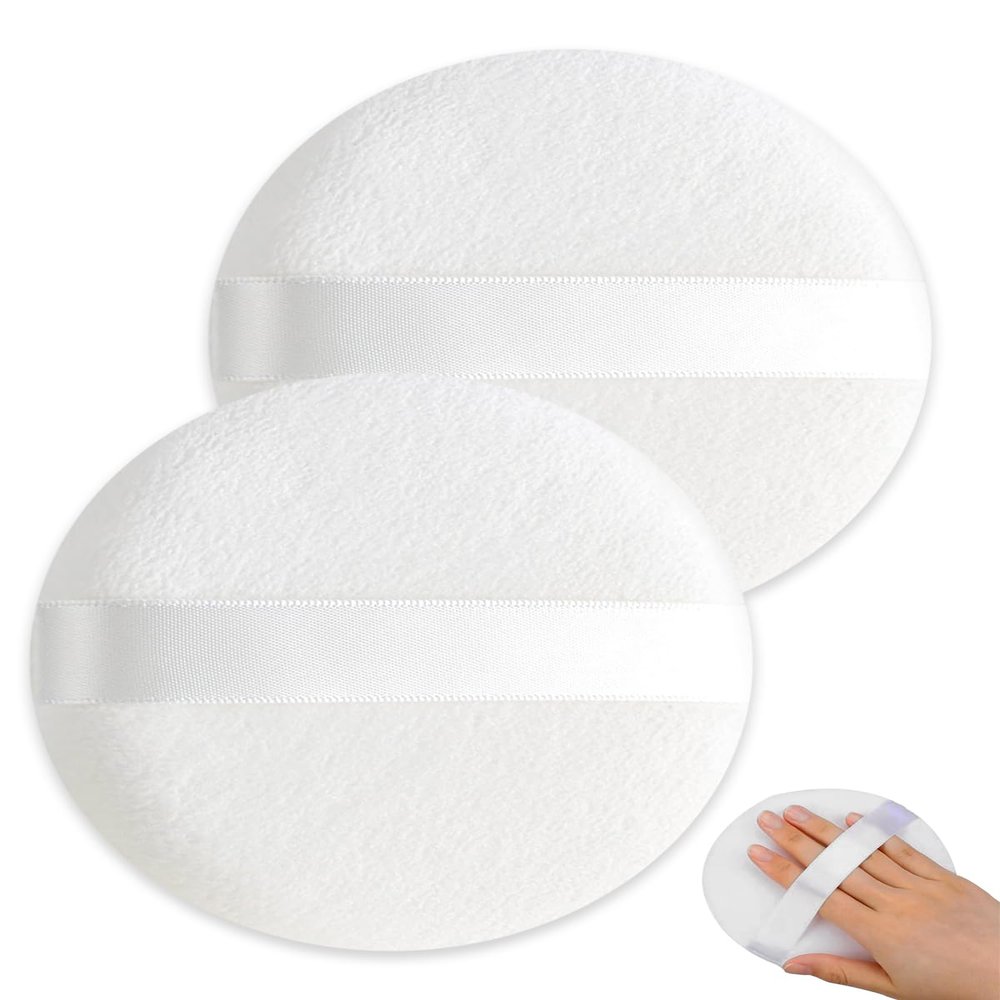 2 Pcs Large Powder Puff,3.14 Inch Powder Puffs for Body Powder Face Loose Powder(White)