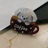 2PCS Dog Coffee Cup Hair Clips,Dog Cup Hair Bangs Clips,Animal Shape Hair Duckbill Clips,Acetate Hairpins for Girls,Small Side Hair Barrettes for Women (Coffee) view 3