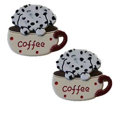 2PCS Dog Coffee Cup Hair Clips,Dog Cup Hair Bangs Clips,Animal Shape Hair Duckbill Clips,Acetate Hairpins for Girls,Small Side Hair Barrettes for Women (Beige)