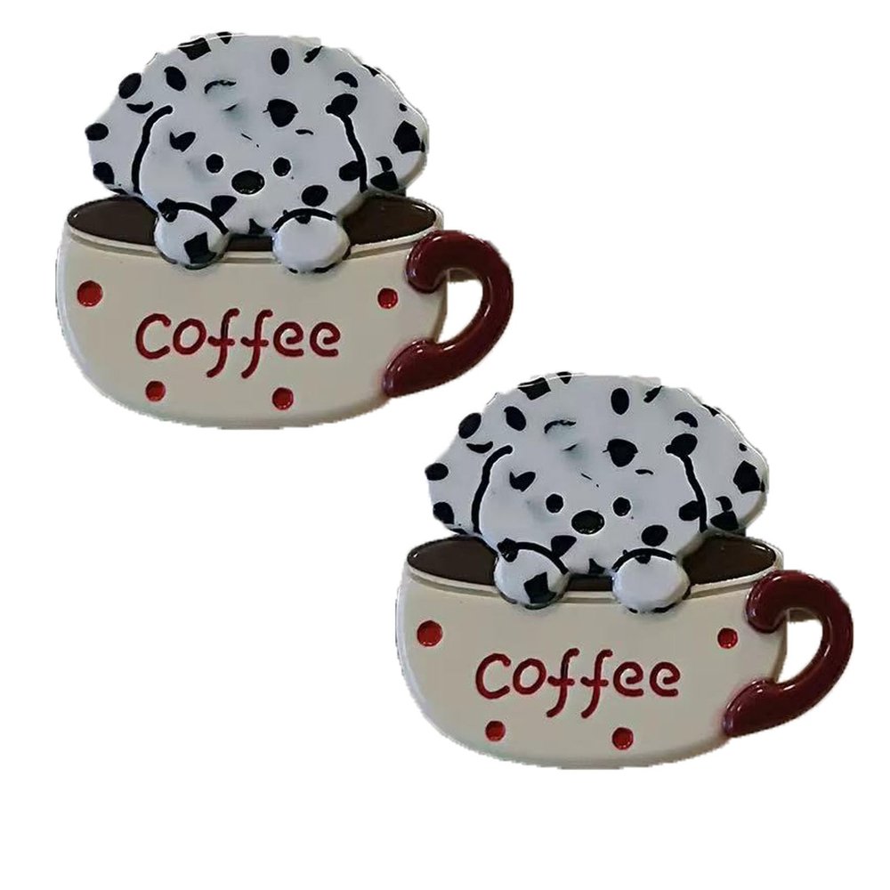 2PCS Dog Coffee Cup Hair Clips,Dog Cup Hair Bangs Clips,Animal Shape Hair Duckbill Clips,Acetate Hairpins for Girls,Small Side Hair Barrettes for Women (Beige)