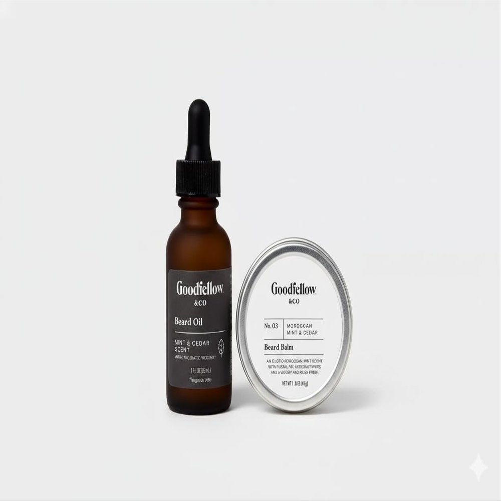 Goodfellow & Co Beard Oil and Beard Balm Bundle - Moroccan Mint & Cedar Scent - 1 fl oz & 1.6 oz