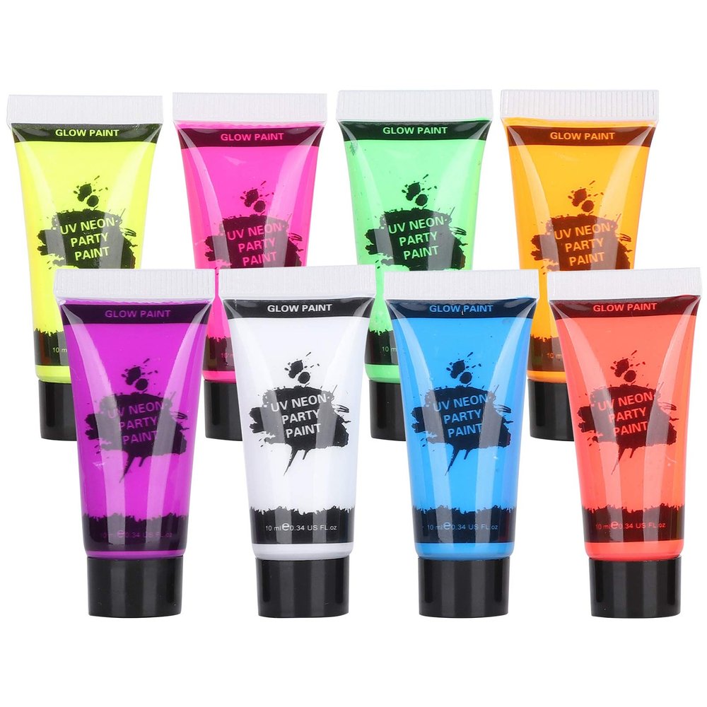 LiebeWH Face Body Paint 10ml Blacklight Fluorescent Face and Body Paint Makeup for Festivals Parties Halloween