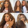 10 12 14 inch Honey Blonde Ombre Kinky Curly Bundles P4/27 Highlight Curly Wave Human Hair Bundles Chocolate Brown and Honey Blonde Track Mix Brazilian Human Hair Sew-In Extensions view 3