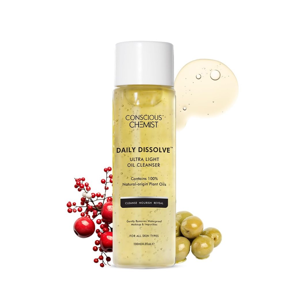 CONS'CIOUS CHE'MIST Daily Dissolve Ultra Light Oil Cleanser, 100% Natural Plant Oils, Waterproof Makeup Remover, All Skin Types, 100ml/3.38 fl.oz