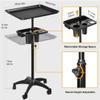Rolling Salon Tray Cart with Extra Storage Space, Metal Salon Tray on Wheels, Adjustable Hairstylist Trays, Trays Trolley Cart for Salons Spa Tattoo Use view 4