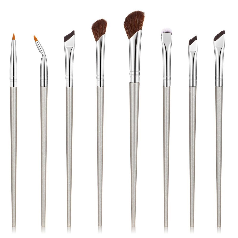 8Pcs Nose Contour Brush Eyeliner Brush Set Ultra Thin Angled Concealer Brushes Soft Bristles Flat Eyeliner Brushes Professional Beauty Cosmetic Tool for Natural, Smoky and Bold Eye Looks