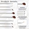 8Pcs Nose Contour Brush Eyeliner Brush Set Ultra Thin Angled Concealer Brushes Soft Bristles Flat Eyeliner Brushes Professional Beauty Cosmetic Tool for Natural, Smoky and Bold Eye Looks view 3