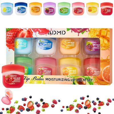 8Pcs Fruit Flavored Lip Care Set, Admd Mini Lip Balm Set, 8-in-1 Fruity Mini Lip Balms Can Be Used as Glosses Night Balms Colorless Lipsticks Long-Lasting Moisturizing Lip Mask (8PCS)