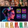 Hair Glitter Stick, Perfect Sparkling Theme Day Neon Outfit Singer Concert Music Rave Festival Party Christmas Accessories Face and Body Glitter Gel Makeup. (Gold &White& Red) view 4