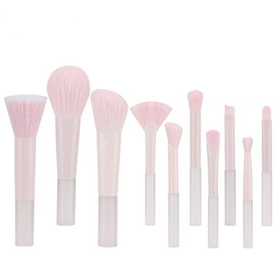 MELADY 10Pcs Mini Makeup Brush Set - Crystal Handle Portable Travel Kit for Powder, Contour, Blush, Eyeshadow Professional Beauty Tools for Daily & Travel Use (pink)