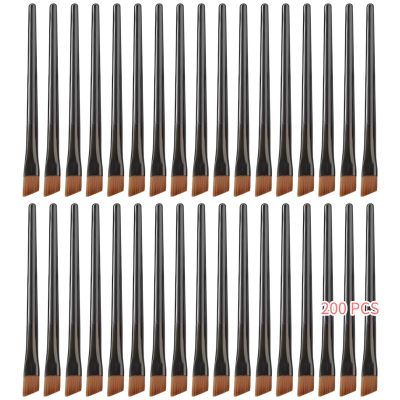 LUMINFLY 200 Disposable Slant Tip Brow Brushes, Soft Synthetic Fibers, Ideal For Makeup, Eyebrow Tinting & Eye Cosmetic Work