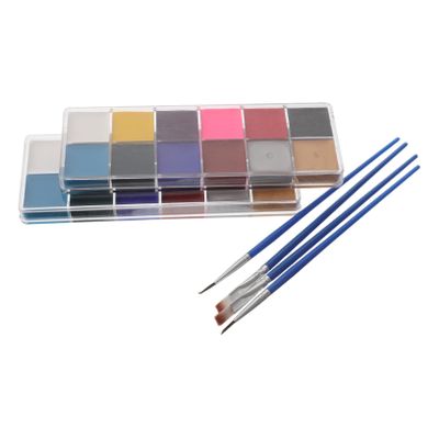 ETHZZLE 2 Boxes Water-activated Face Paint Palette Colors Vivid Water-soluble Body Paint for Halloween Clown Makeup Cosplay Stage Performances Portable and Easy to Clean Face Painting